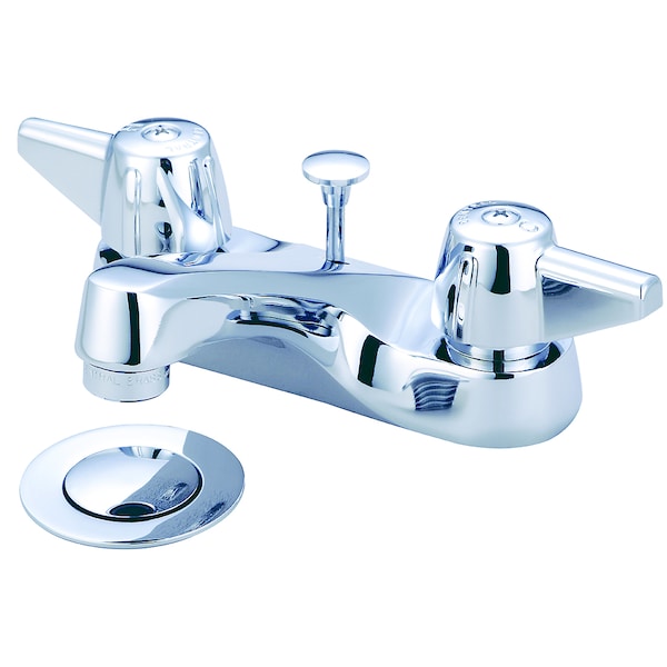 Two Handle Bathroom Faucet, NPSM, Centerset, Polished Chrome, Spout Reach: 3.63"